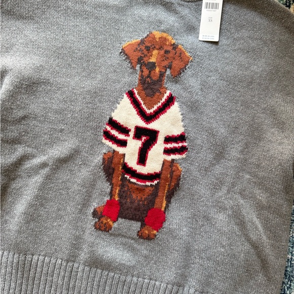 NWT Porridge Anthropologie Gray Sports Dog Graphic Sweater - Picture 2 of 7